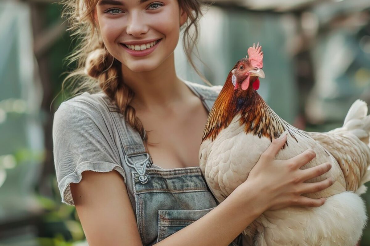 Flicka med höna